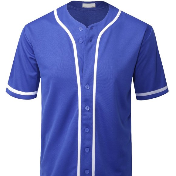 Men's Baseball Jersey Casual Sportwear in Blue - Picture 1 of 7